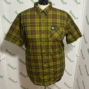 Middle Of Beyond Button Down Shirt Ghoulies II 2 MOB Plaid Green Mens 2XL XXL